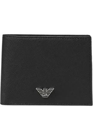 Emporio Armani Tilbehør, Herre, Sort, ONE SIZE, Læder, Sort Læder Bifold Pung