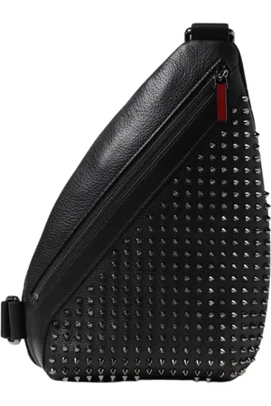 Christian Louboutin Taske, Herre, Sort, ONE SIZE, Uld, Spiked Skuldertaske til Mænd