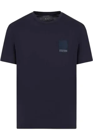 Armani Exchange Top, Herre, Blå, S, Bomuld, Basis Rund Hals Bomuld T-Shirt