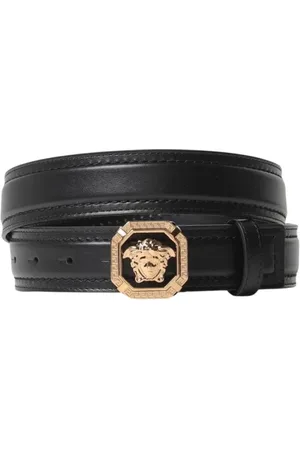 VERSACE Tilbehør, Herre, Sort, 110 CM, Læder, Ikonisk Læderbælte til Mænd