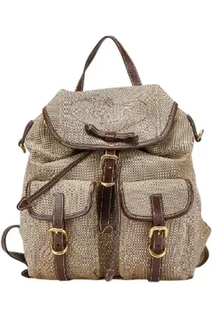 Prada Pre-owned, Dame, , ONE SIZE, Uld, Pre-owned Canvas rygsaekke