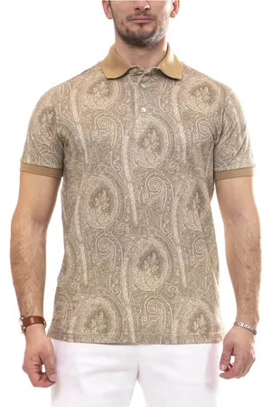 Etro Top, Herre, Flerfarvet, L, Roma Print Polo Beige