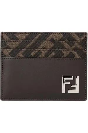 Fendi Tilbehør, Herre, Brun, ONE SIZE, Læder, Canvas Kortholder Pung