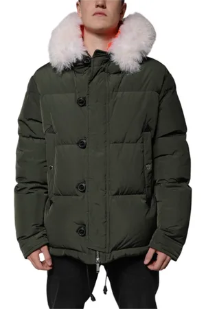 Dsquared2 Jakke, Herre, Grøn, 3XL, Grøn Shearling Jakke med Logo Detaljer