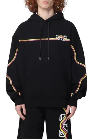 GCDS Sweathshirts & Hoodies, Herre, Sort, S, Uld, Grafiske Striber Hættetrøje Stilfuld Alsidig