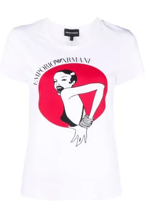 Emporio Armani Top, Dame, Hvid, XL, Bomuld, Basis Rund Hals Hvid T-Shirt
