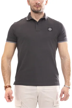 Stone Island Top, Herre, Sort, L, Bomuld, Stribet Krave Polo Skjorte