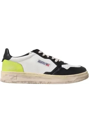 Autry Pre-owned, Herre, Flerfarvet, 40 EU, Læder, Vintage Læder Sneakers Hvid/Sort/Grøn