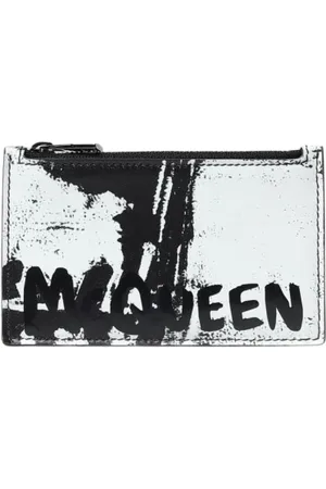 Alexander McQueen Tilbehør, Herre, Sort, ONE SIZE, Læder, Graffiti Print Kortholder Pung