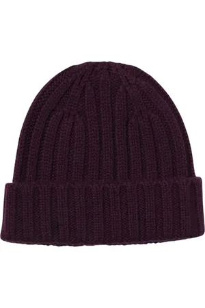 Aspesi Tilbehør, Herre, Lilla, ONE SIZE, Uld, Ribbet Strik Hue i Violet