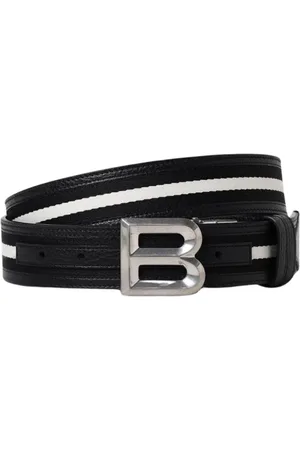 Bally Tilbehør, Herre, Sort, 100 CM, Læder, Sort Læder Logo Spænde Bælte