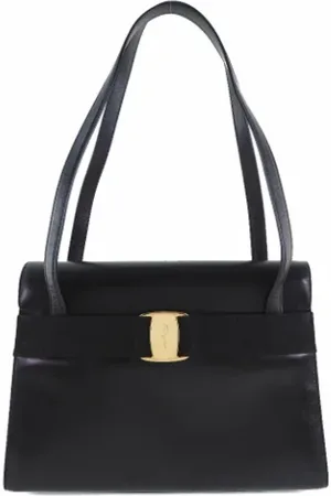 Salvatore Ferragamo Pre-owned, unisex, Sort, ONE SIZE, Uld, Pre-owned Læder skuldertasker