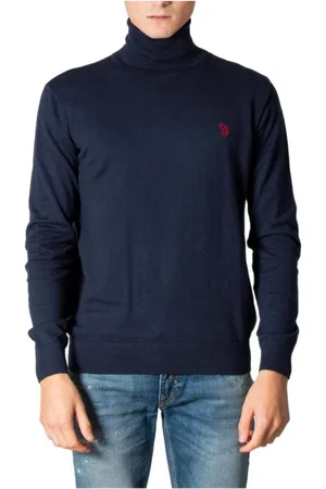 U.S. Polo Assn. Strik, Herre, Blå, S, Bomuld, Blå Turtleneck Sweater Classic Fit