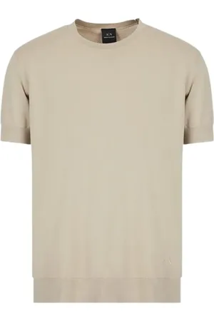 Armani Exchange Top, Herre, Brun, XL, Bomuld, Kortærmet bomuldst-shirt Sand