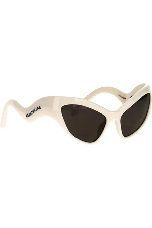 Balenciaga Tilbehør, Herre, Hvid, ONE SIZE, Solsbriller med buede arme Moderne stil