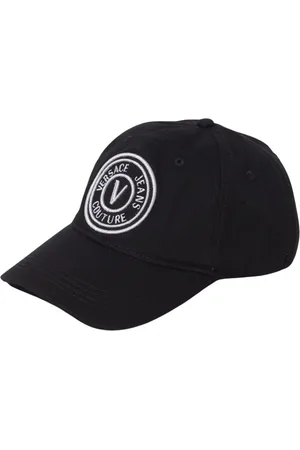 VERSACE Tilbehør, Herre, Sort, ONE SIZE, Uld, Luksus Logo Kasket Sort Stilfuldt Tilbehør