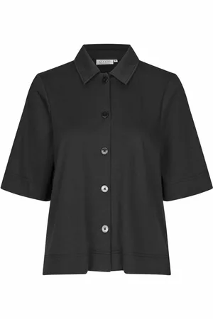 Masai Bluser & Skjorter, Dame, Sort, XL, Bomuld, Sort bluse med korte ærmer
