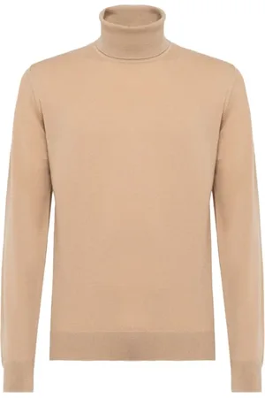 ALPHA STUDIO Strik, Herre, , 2XL, Kashmir Turtleneck Sweater med ribbestrikket broderi