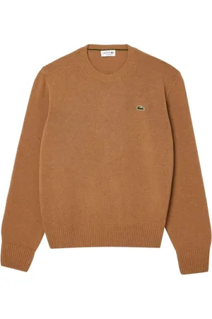 Lacoste Strik, Herre, Brun, 2XL, Uld, Herre Crewneck Sweater i Uld