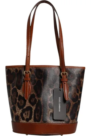Dolce & Gabbana Taske, Dame, Brun, ONE SIZE, Uld, Leopard Læder Skulderrem Tote Taske
