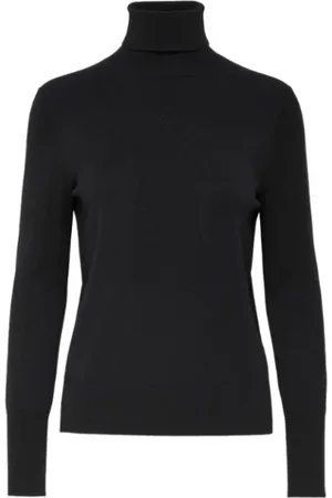 ONLY Strik, Dame, Sort, M, Sort langærmet rullekrave pullover