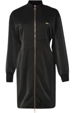 Liu Jo Kjole, Dame, Sort, XL, Sort Jersey Kjole med Høj Hals