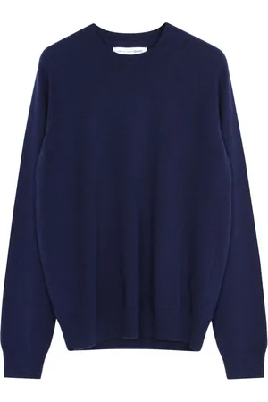 Comme des Garçons Strik, Herre, Blå, XL, Uld, Blå Uld Crewneck Jumper
