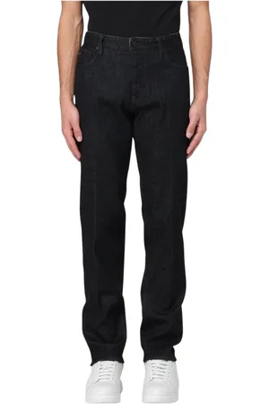 Emporio Armani Jeans, Herre, Sort, W38, Bomuld, Sorte Straight Leg Jeans til Mænd