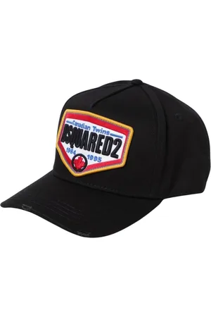 Dsquared2 Tilbehør, Herre, Sort, ONE SIZE, Bomuld, Sort Baseball Cap Patch Hat