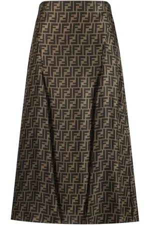 Fendi Nederdel, Dame, Sort, XS, Ikonisk Logo Silkekjole