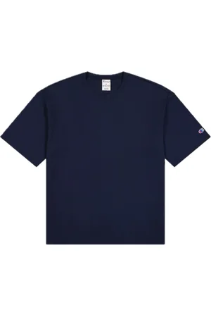 Champion Top, Herre, Blå, M, Bomuld, Autentisk T-Formet Tee med Ikonisk Logo