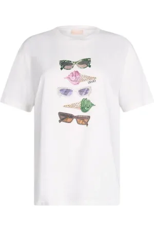 Liu Jo Top, Dame, Hvid, XS, Bomuld, Grafisk Print Bomuld T-Shirt