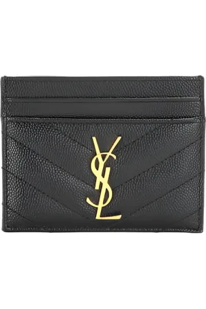 Saint Laurent Tilbehør, Dame, Sort, ONE SIZE, Læder, Monogram Læder Kortholder Sort