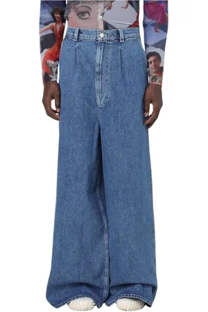 SUNNEI Jeans, Herre, Blå, L, Uld, Højtaljede WideLeg Jeans Stilfulde Mænd