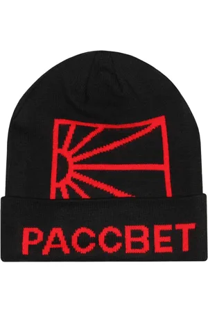 Rassvet Tilbehør, Herre, Sort, ONE SIZE, Uld, Sort Strikket Logo Beanie Hat