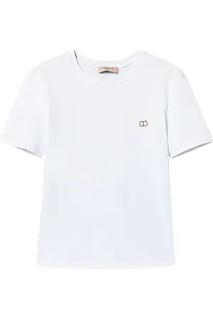Twin-Set Top, Dame, Hvid, M, Bomuld, Kortærmet Logo T-Shirt
