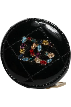 Dolce & Gabbana Tilbehør, Dame, Sort, ONE SIZE, Læder, Sort Lammeskind Krystal Pung