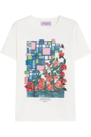 Max Mara Top, Dame, Hvid, S, Bomuld, Bobby Bomuld T-shirt Hvid Broderet Logo
