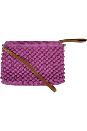 Gianni chiarini Taske, Dame, Lyserød, ONE SIZE, Uld, Fuchsia Damer Baguette med Pom Poms