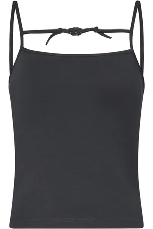 OTTOLINGER Top, Dame, Sort, XS, Bomuld, Sort Snøret Top med Metalring