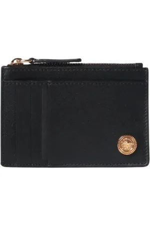 VERSACE Tilbehør, Herre, Sort, ONE SIZE, Kortholder med lynlås og La Greca-design