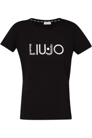 Liu Jo Top, Dame, Sort, XS, Bomuld, Sort bomuldst-shirt med pynt