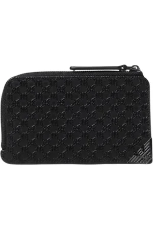 Emporio Armani Tilbehør, Herre, Sort, ONE SIZE, Læder, Sort Læder Lynlås Pung