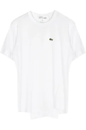 Comme des Garçons Top, Herre, Hvid, M, Bomuld, Hvid Logo T-shirt Asymmetrisk Hem