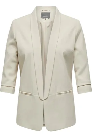 ONLY Jakke, Dame, Hvid, 2XL, Polyester, Beige Blazer Moonbeam Carelly