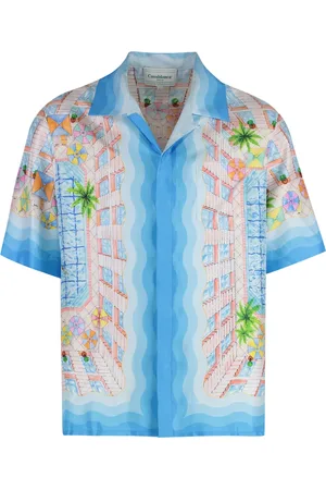 Casablanca Skjorte, Herre, Flerfarvet, M, Silkeskjorte med Le Plongeon Print