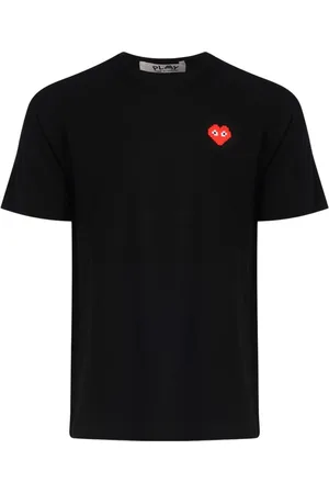 Comme des Garçons Top, Herre, Sort, XL, Bomuld, Sort Bomuld Hjerte Logo T-Shirt