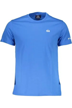 La Martina Top, Herre, Blå, XL, Bomuld, Bl T-shirt i bomuld til mnd med broderi