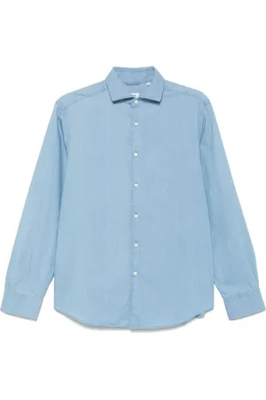 Aspesi Skjorte, Herre, Blå, L, Blå Button-Up Skjorte med Box Pleat