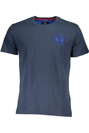 La Martina Top, Herre, Blå, XL, Bomuld, Elegant Crew Neck T-Shirt Blå